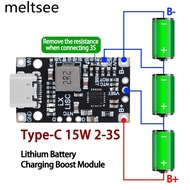Type-C USB 2/3S BMS 15W 8.4V 12.6V 1.5A 2S 3S BMS Lithium Battery Charging Boost Module With Balance