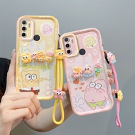 Casing Oppo A53 2020 / A53S / A33 / CPH2127 / CPH2131 4G TPU 3D kartun telefon bimbit dengan tali ta