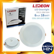 LEDEON 18w 6" Slim LED PANEL DOWNLIGHT Daylight 6500k ROUND / Lampu Downlight Y913 18 Watt White
