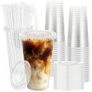 3/30/60/90pcs 20 Oz 600ml Clear Plastic Cups With Lids And Straws, Iced Coffee Cups With Lids For To