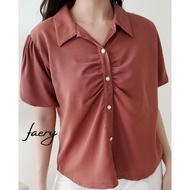KEMEJA Maria Button Up Shirt Pleated Shirt Wanita's faery [5009]