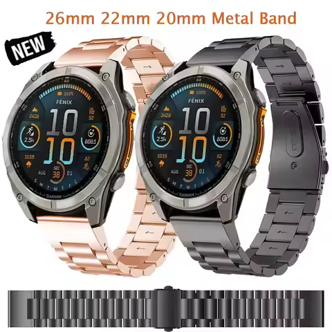 Quick Fit 26mm 22mm 20mm Metal Strap For Garmin Tactix 8 Fenix 8/E 7X 6X Stainless Steel Bracelet En