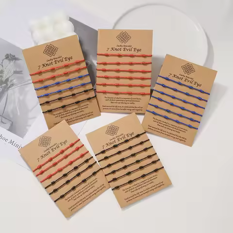 Handmade 7 Knot Red String Rope Bracelet Men Women Protection Good Luck Amulet for Success Braided B