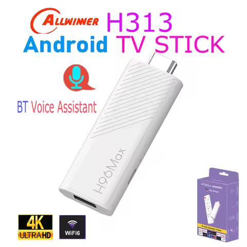 H96 MAX Allwinner H313 Quad Core Android TV Stick 4K HDR Wifi6 BT Voice Assistant Remote Control Med