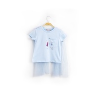 Lzzie Frozen ll Embroidery Pocket Top - Kids - Blue/White