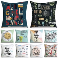 Alphabet Pattern  single-sided Printing Polyester Cushion Cover Home Decoration Sofa Sarung Bantal Car Pillowcase