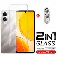 Vivo Y04s 4G 2In1 Tempered Glass Full Screen Protector Film with Camera Lens Protector For vivo Y04s