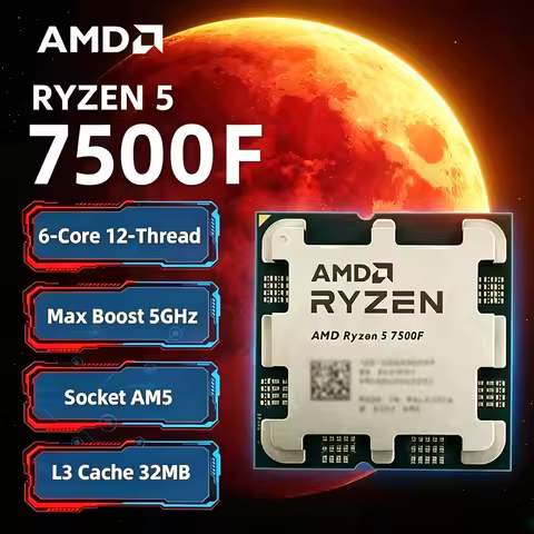 AMD Ryzen 5 7500F 3.7GHz 6-Core 12-Thread L3=32M Processor 65W R5 7500F Socket AM5 5NM DDR5 New Gami