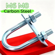 Galvanized M6 M8 Carbon Steel Round Tube Clamp With Baffle Screws Pipe U-clamp Round Bolt for Round 