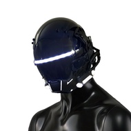 Cyberpunk Mask Cosplay For Adults Mechanical Style Science Fiction White LED Light Strip Cool Techno