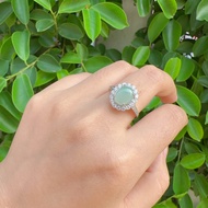 หยกแท้พม่า 100% (Jade Jadeite) หยกสีขาว สำหรับผู้หญิง ตัวเรือนเงิน 925