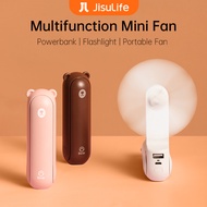 JISULIFE Portable Fan Mini Fan 4500mAh Handheld USB Desk Small Fan Powerbank Flashlight Function