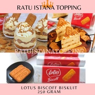 Lotus BISCOFF BISCUIT 250 Grams Contains 32 Pieces CARAMEL BISCUIT TOPPING DESSERT BOX