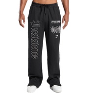 Gymshark Shark Fitness Sports Running Trousers Casual Street Wear Printed Foot Zipper Loose Straight