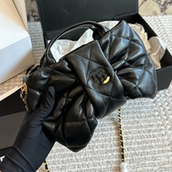 [Fishwater Boutique] High-Quality Soft Sheepskin Bowknot Handbag Diamond Check Chain Shoulder Messen
