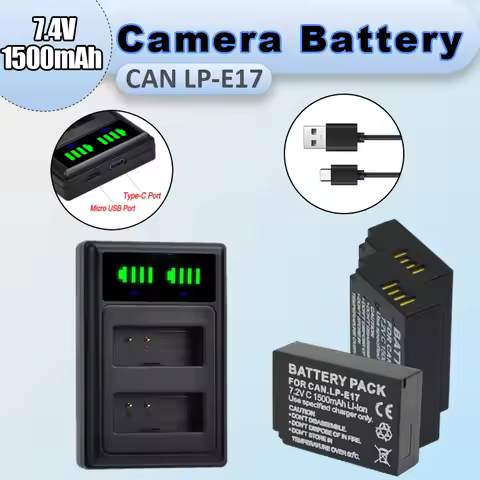 LP-E17 LPE17 LP E17 Camera Battery + LED Dual USB Charger Replacement for Canon EOS R8 RP R50 200D 2