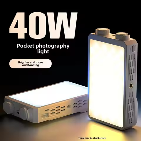 Portable LED Video Light 40W Pocket-Sized Mini Portable Light Temperature Control Built-in Rechargea