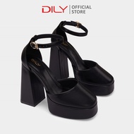 Giày cao gót đúp nữ DILY mũi tròn quai hậu thời trang giày Mary Jane đế cao tôn dáng cao 12cm AA0473