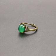 Running Rivers Lake Retro Copper Inlaid Malay Jade Jade Ring Ring Green Jade Female Exquisite Jewelr