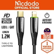 Mcdodo Shark Series PD 20W Auto Power Off & Recharge Type-C to Lightning Data Cable 1.2M CA856