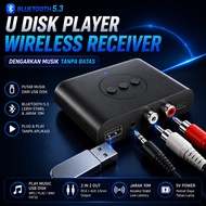 Bluetooth Receiver 5.3 Audio Adapter AUX 3.5mm RCA NFC USB Flashdisk MP3 FLAC FAT32 Plug Play Wirele