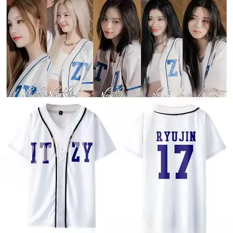 KPOP ITZY None of My Business Merch Baseball Jersey T-shirt YUNA RYUJIN CHAERYEONG LIA YEJI O-Neck S