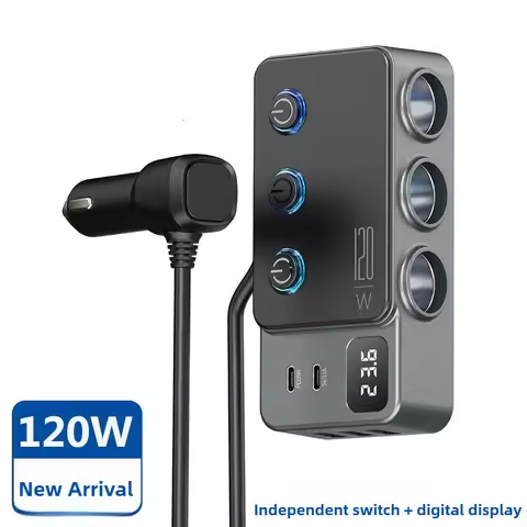 Car Cigarette Lighter Splitter Adapter Car USB Chager Multi Port with PD35W/QC3.0 Charge USB C 12V/2