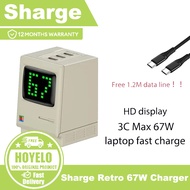 Sharge/Shargeek USB C Charger,Retro 67W GaN Charger with Digital Rain Power Display