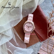 [Original] Alexandre Christie 2A74 BFBRGPN Elegance Multifunction Women's Watch Pink Ceramic | Official Warranty