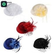 1F Fascinator Hats Headband Womens Feather Flower Brides Hair Accessories Wedding