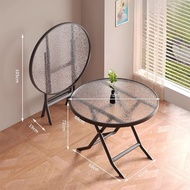 Lingdu เตียงพับกระจกแข็งสำหรับใช้ในร่มและกลางแจ้ง โต๊ะทานอาหารแบบพกพา โต๊ะทานอาหารสำหรับใช้ในบ้าน โต