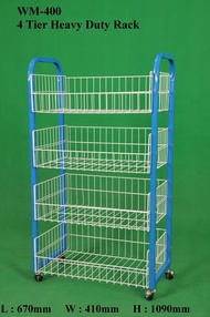 <Ready Stock> WM400~ 4Tier Heavy Duty Storage Rack   Rak Besi/ Rack Pinggan Mangkuk Beroda