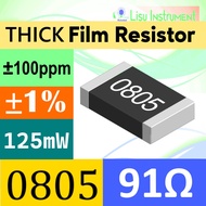 91Ω 0805 2012(mm) ±1% THICK Film Resistor SMD ±100ppm/ C 125mW 91R