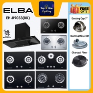 🔥NEW🔥 ELBA HOOD EH-R9033(BK) Designer Cooker Hood Kitchen Hood and Hob EGH-K8842G(BK) & EGH-K8843G(B