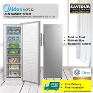 Midea MCF232 232L ( Total no frost / Multi-air flow / Electronic control ) Upright Freezer free 16” stand fan