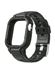 1入組運動錶帶，適用於Apple Watch Band 38mm 40mm 41mm 42mm 44mm 45mm 49mm，帶有保護殼，保護性護圈手環，適用於Apple Watch Series Ultra/9/8/SE/7/6/5/4/3/2/1男女裝