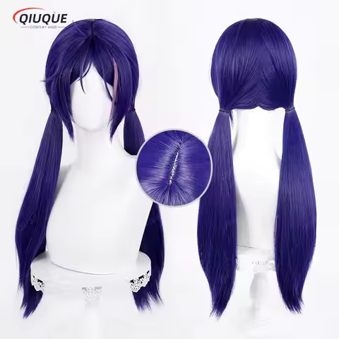 Mita Cosplay Wig Purple Blue Ponytail Heat Resistant Synthetic Hair Wigs Anime MiSide Cosplay Wigs +
