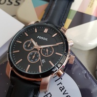 Black Leather Watch BQ2286 Fossil Lance Chronograph