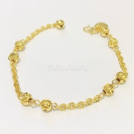 [VJ]Cop916 Bracelet <2B2> “Design Beads” Adults L:17cm - 18cm 999.9 Gold Plated Bracelet [Rantai Tan