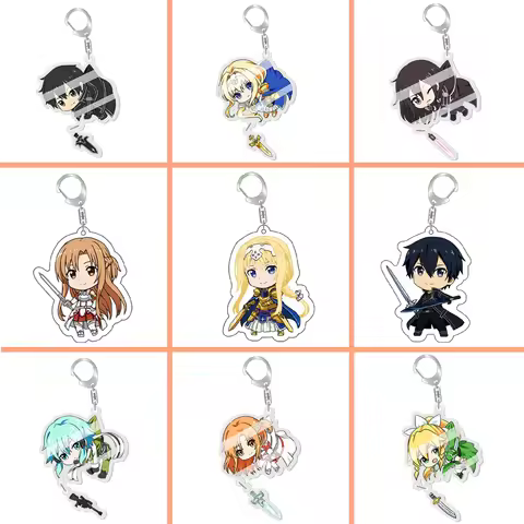 Sword Art Online Kirito Anime Keychain Yuuki Asuna Bag Tag Accessories Asada Shino Plastic Cartoon K