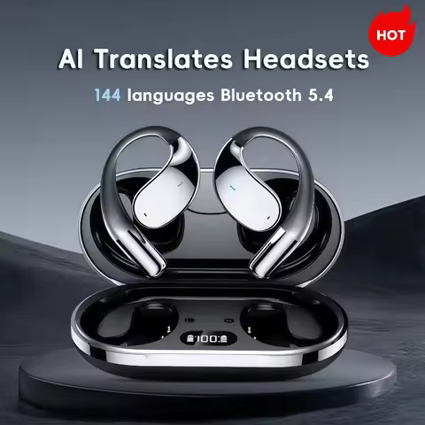 Q39Wireless AI RealTime Translation Headphones 140Languages Instant Voice Translator Earbuds Ear Hoo