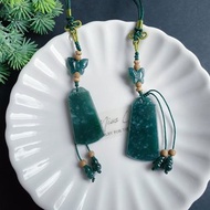 危地馬拉危料 天然翡翠 黑檀木 綠松石 福運連連 仿古無事牌 包掛