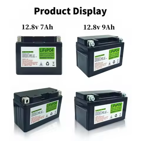 12.8V 7Ah/9Ah Motorcycle Battery LiFePO4 Scooter Starter 300A-400A Built in BMS Lithium Battery Volt