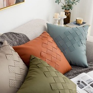 Faux Leather Cushion Nordic Style Art Pillow Light Luxury Pillowcase Villa Lumbar Pillow European Am