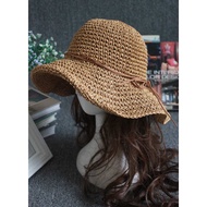 cap woman cute hat woman Hat Straw Cool Hat Foldable Fashion Straw Hat Seaside Influencer Sunshade B
