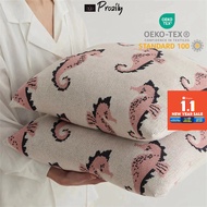 Prozily Seahorse Cushion Cover 100% Cotton Sofa Cushion 45 x45 cm Knitted Cute Cushion