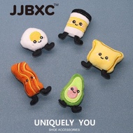 JJBCX Charm Shoe Buckle - Cartoon Plush Gourmet Toast Avocado Design