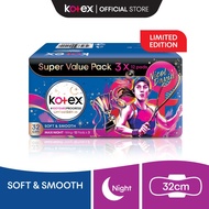 Kotex Soft & Smooth Overnight Wing Limited Edition (32cm/12's X 3 Pack) FOC Pads Pouch