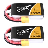 TATTU LiPo Battery Pack 1300mAh 45C 3S 11.1V with XT60 Plug(2 Pcs)