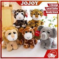 JOJOY 23cm Wild Animal Zoo Plush Soft Toys Patung Binatang Zoo Leopard Elephant Tiger Lion Giraffe B